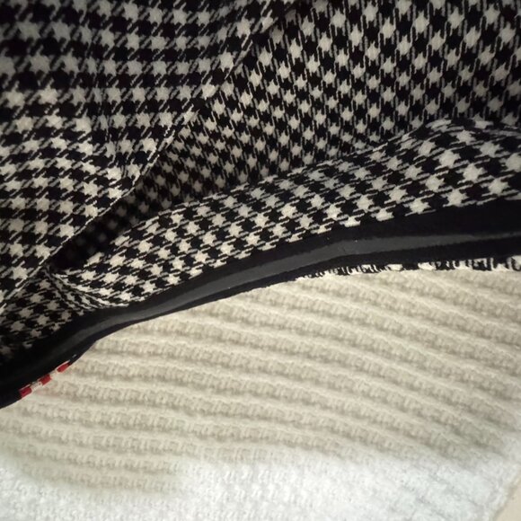 Black & White Check mini dress with accent ribbon /asymmetrical sleeve, Size: S - Picture 6 of 6